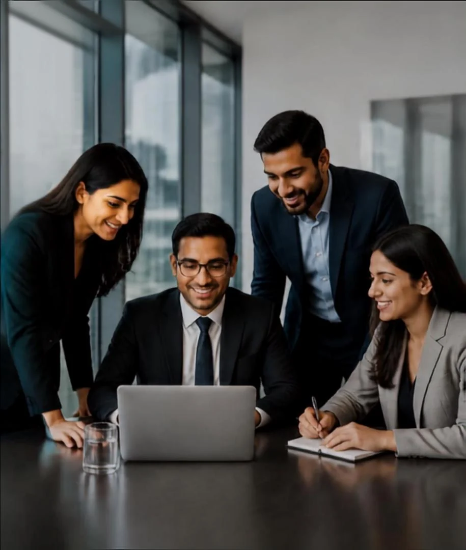 Vijyan professional team collaborating in a modern office
